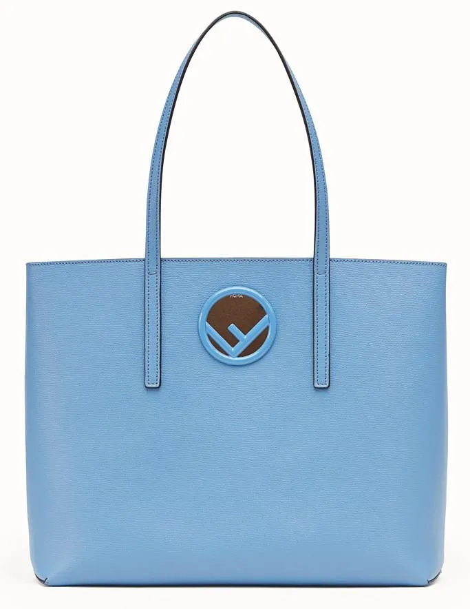 Leather Shopper Bag, Light Blue