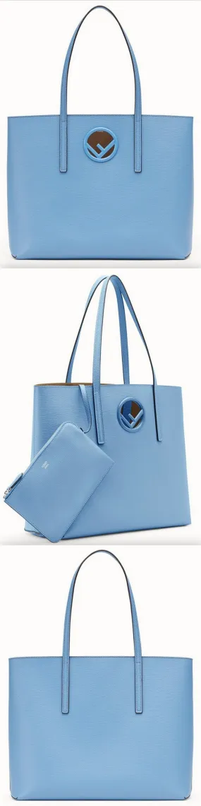 Leather Shopper Bag, Light Blue