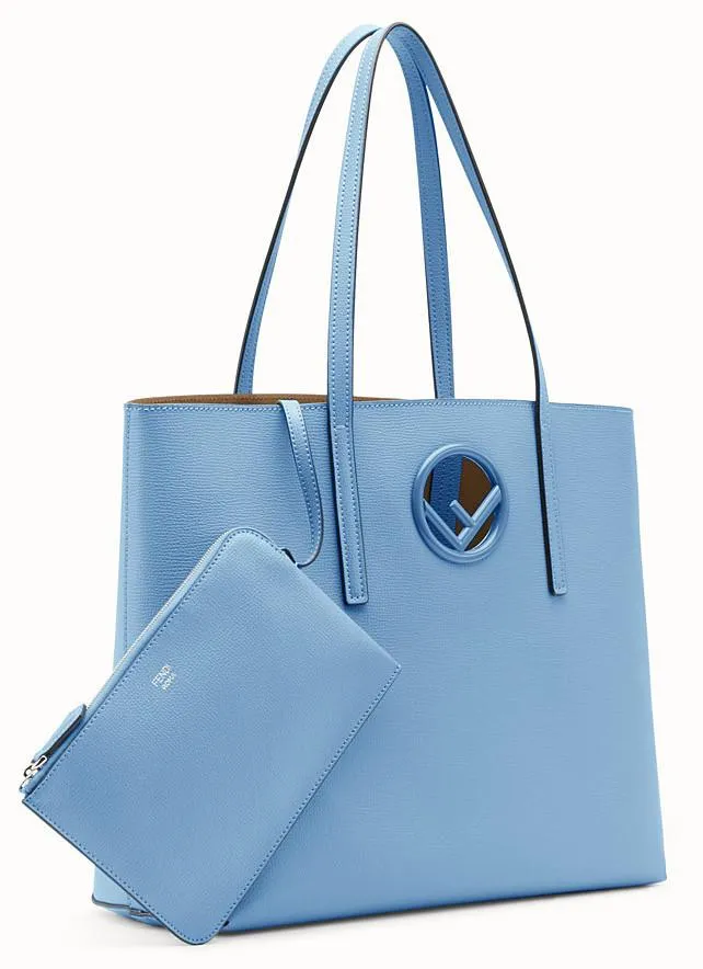 Leather Shopper Bag, Light Blue