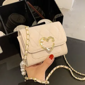 Love lock Tote bag 2021 Fashion New High Quality Patent Leather Women Designer Handbag Lingge pearl Chain Shoulder Messenger Bag