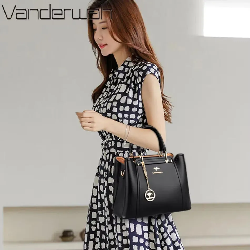 Luxury Handbag Fashion Print Large Capacity Soft Leather Women Shoulder Crossbody Bag Leisure Designer Ladies Purses and Handbag