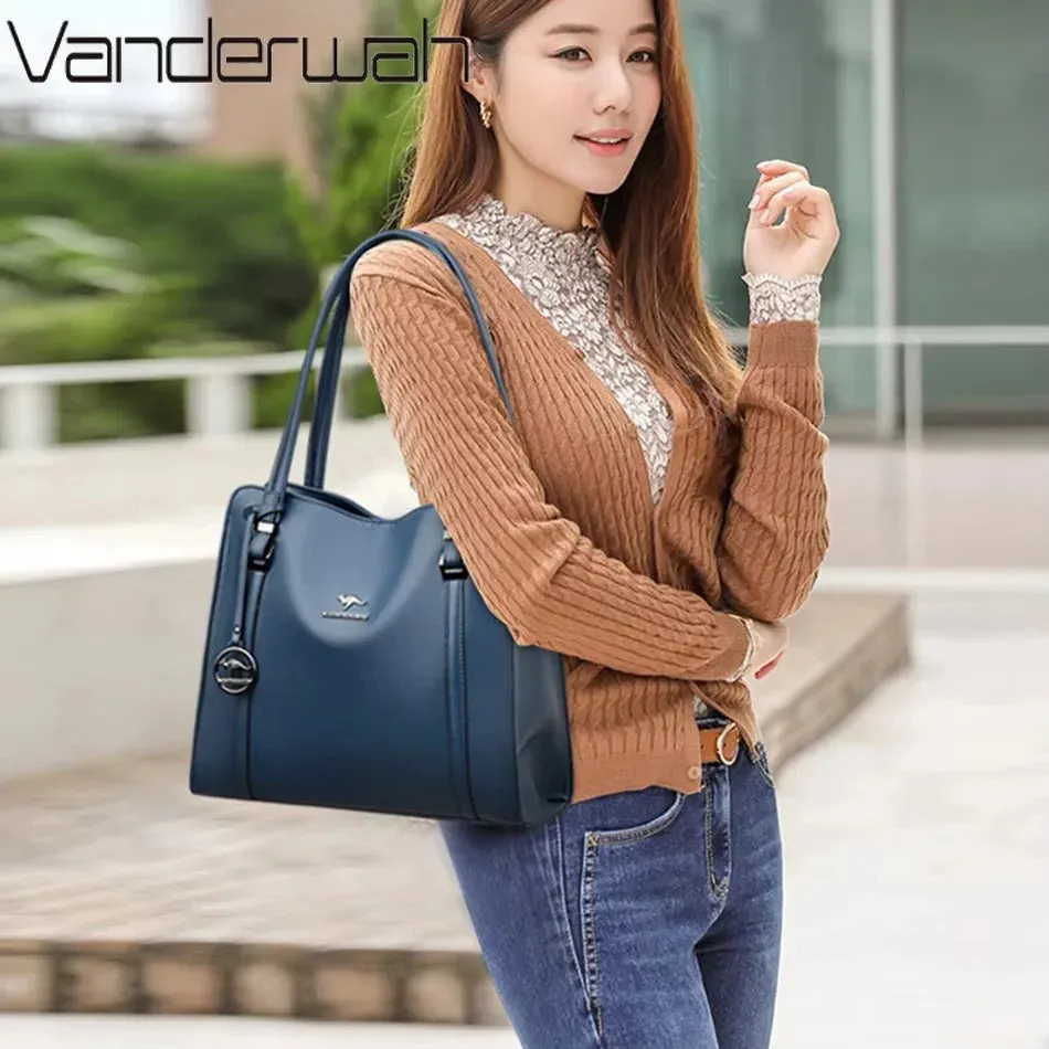 Luxury Handbag Fashion Print Large Capacity Soft Leather Women Shoulder Crossbody Bag Leisure Designer Ladies Purses and Handbag