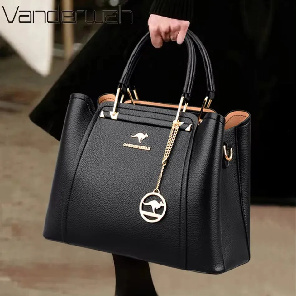 Luxury Handbag Fashion Print Large Capacity Soft Leather Women Shoulder Crossbody Bag Leisure Designer Ladies Purses and Handbag