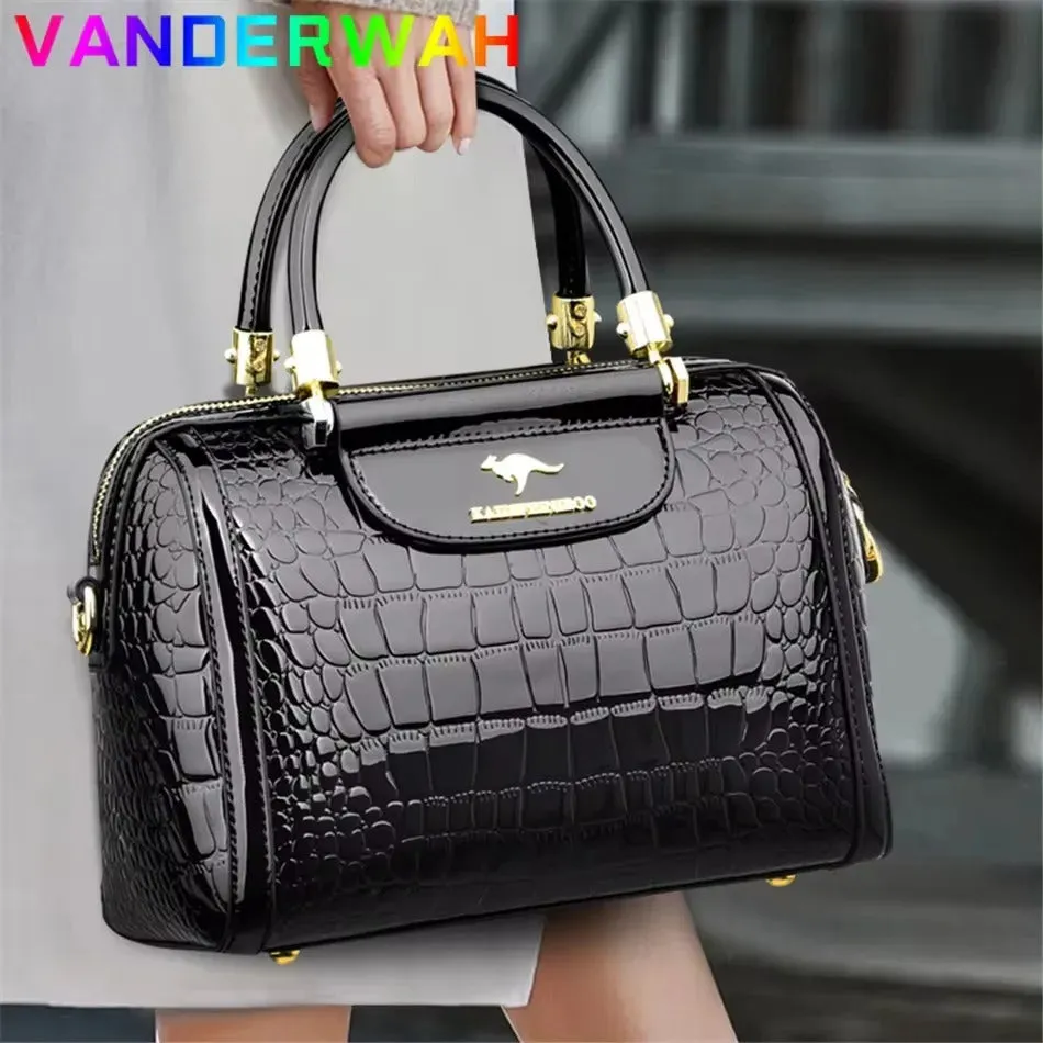 Luxury Handbag Fashion Print Large Capacity Soft Leather Women Shoulder Crossbody Bag Leisure Designer Ladies Purses and Handbag