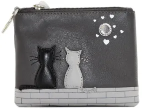 Mala Leather Midnight Cats Coin Purse Grey