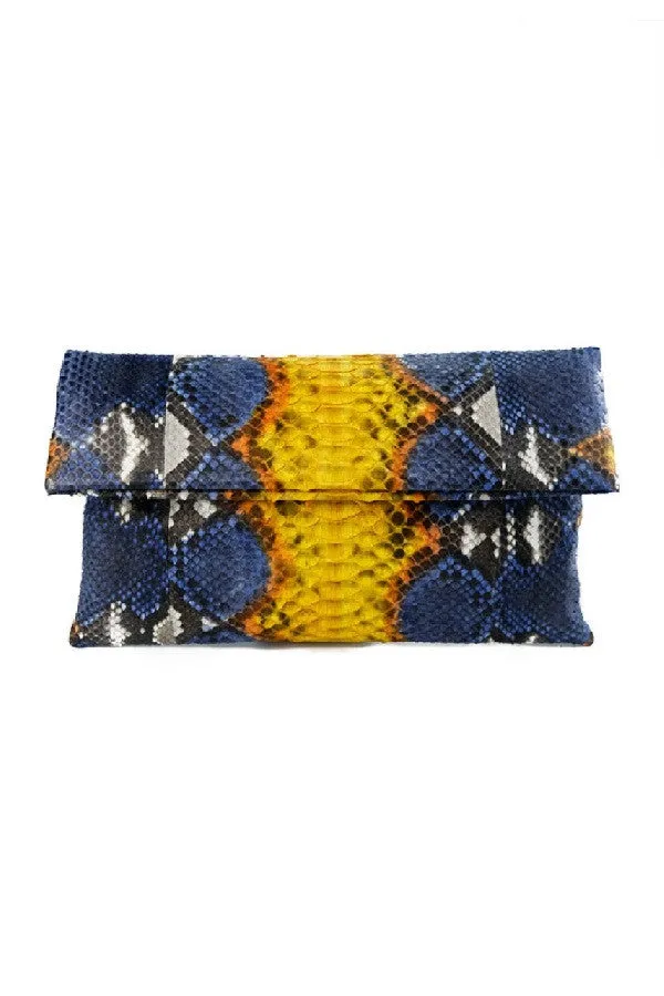 Mandalay Denim Canary Motif Foldover Clutch