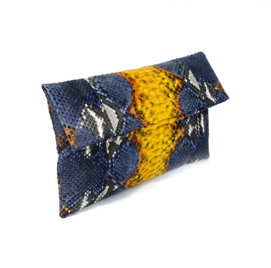 Mandalay Denim Canary Motif Foldover Clutch