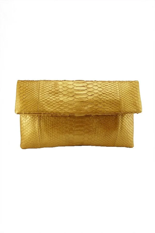 Mandalay Solid Gold Foldover Clutch