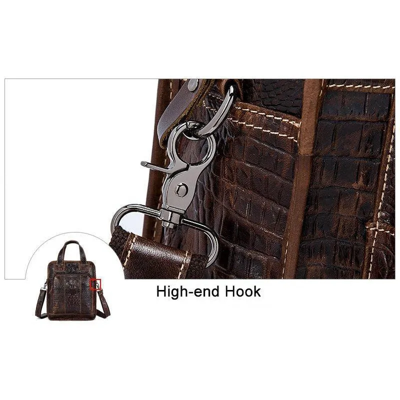 Men Alligator Style Tote Messenger Leather Handbag with a Laptop Compartment