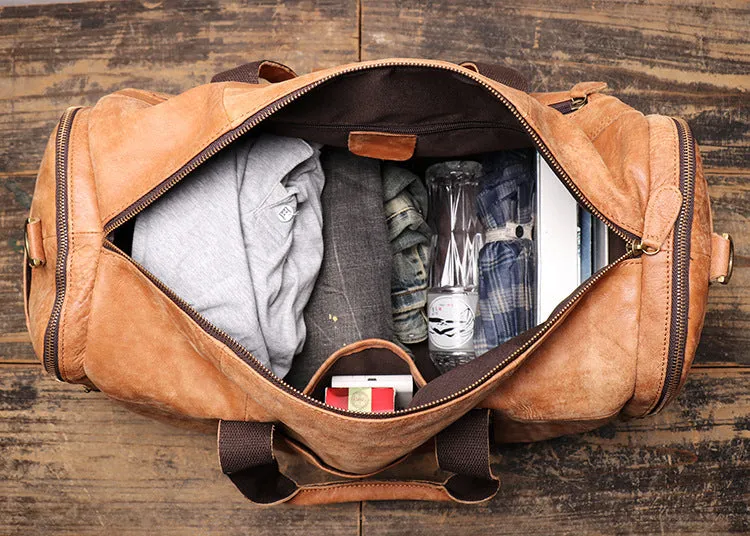 Men's Leather Travel Duffel Bag