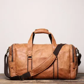 Men's Leather Travel Duffel Bag