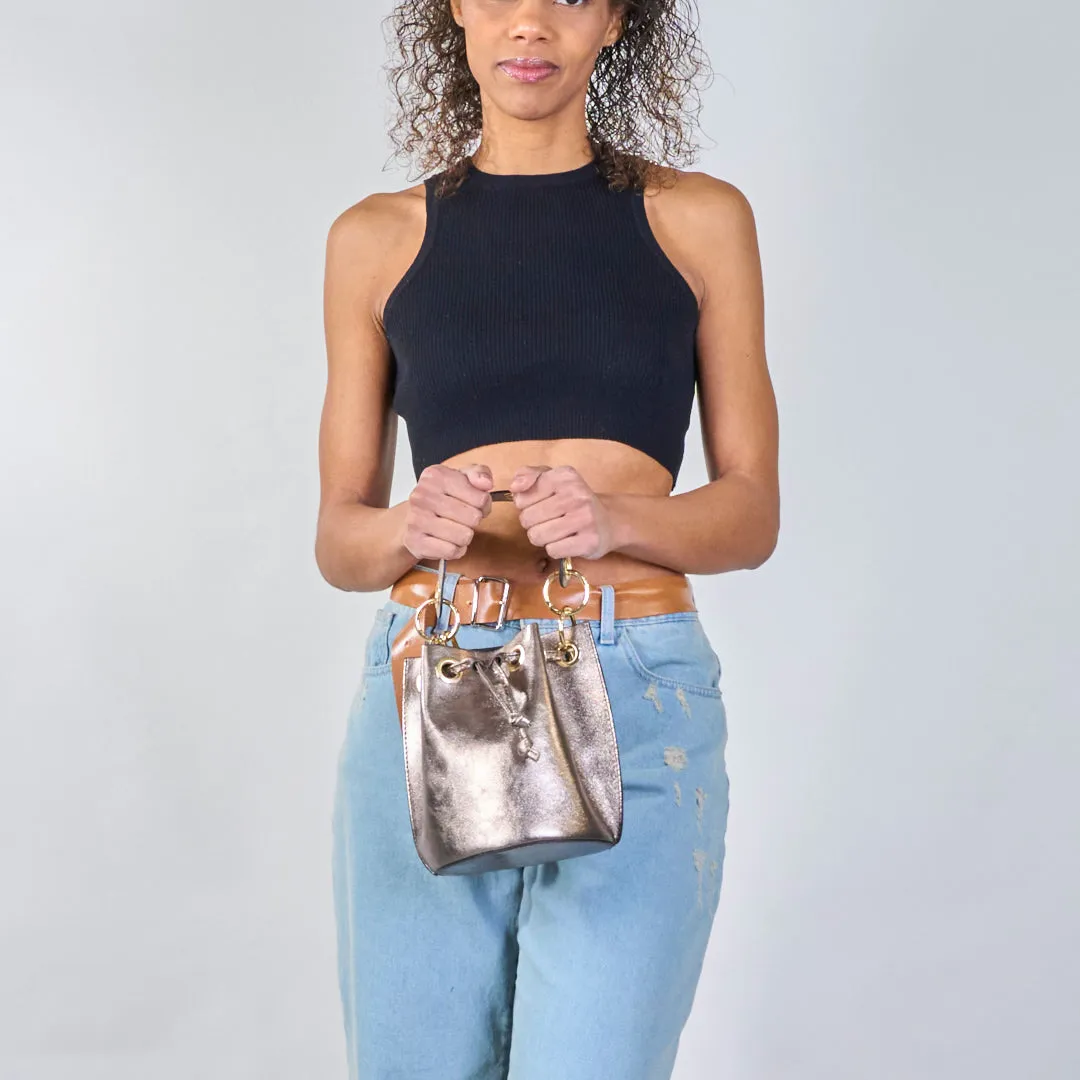 Metallic drawstring bucket bags wholesale