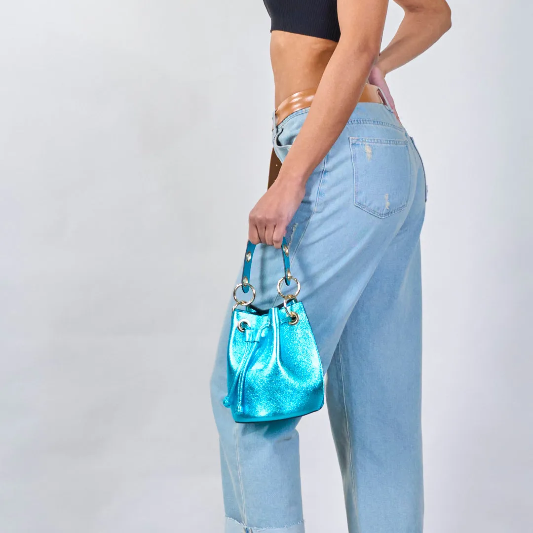 Metallic drawstring bucket bags wholesale