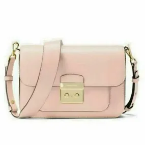 Michael Kors Sloan Medium Leather Shoulder Bag Soft pink Dual Strap