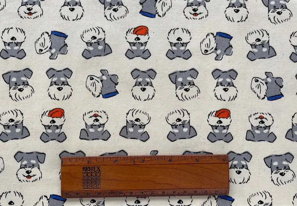 Mischievous Scotties on Natural Light-Weight Cotton Canvas (Made in Japan)