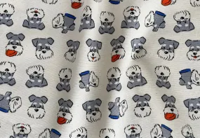 Mischievous Scotties on Natural Light-Weight Cotton Canvas (Made in Japan)