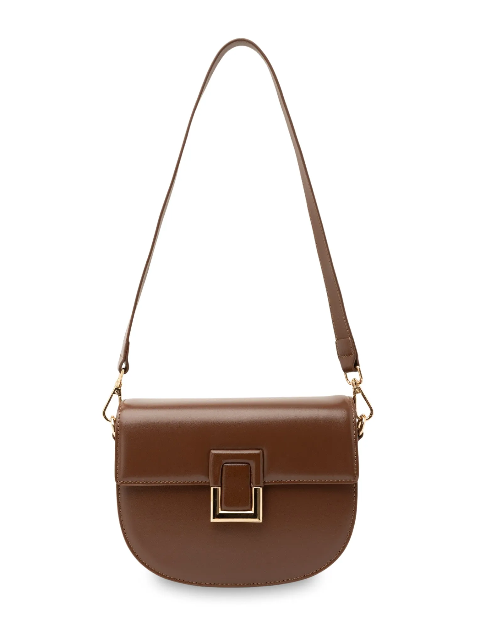 Mocha Victoria Leather Crossbody Bag- Chocolate