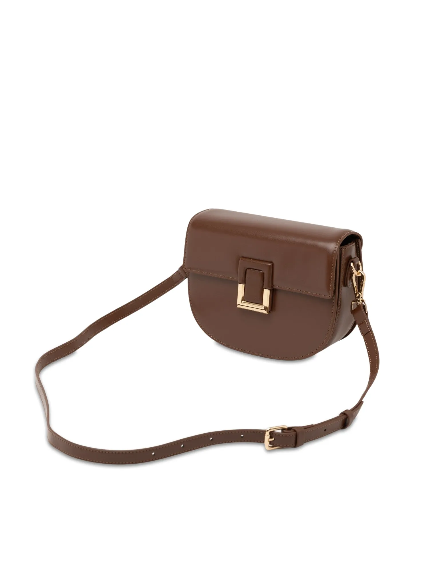 Mocha Victoria Leather Crossbody Bag- Chocolate