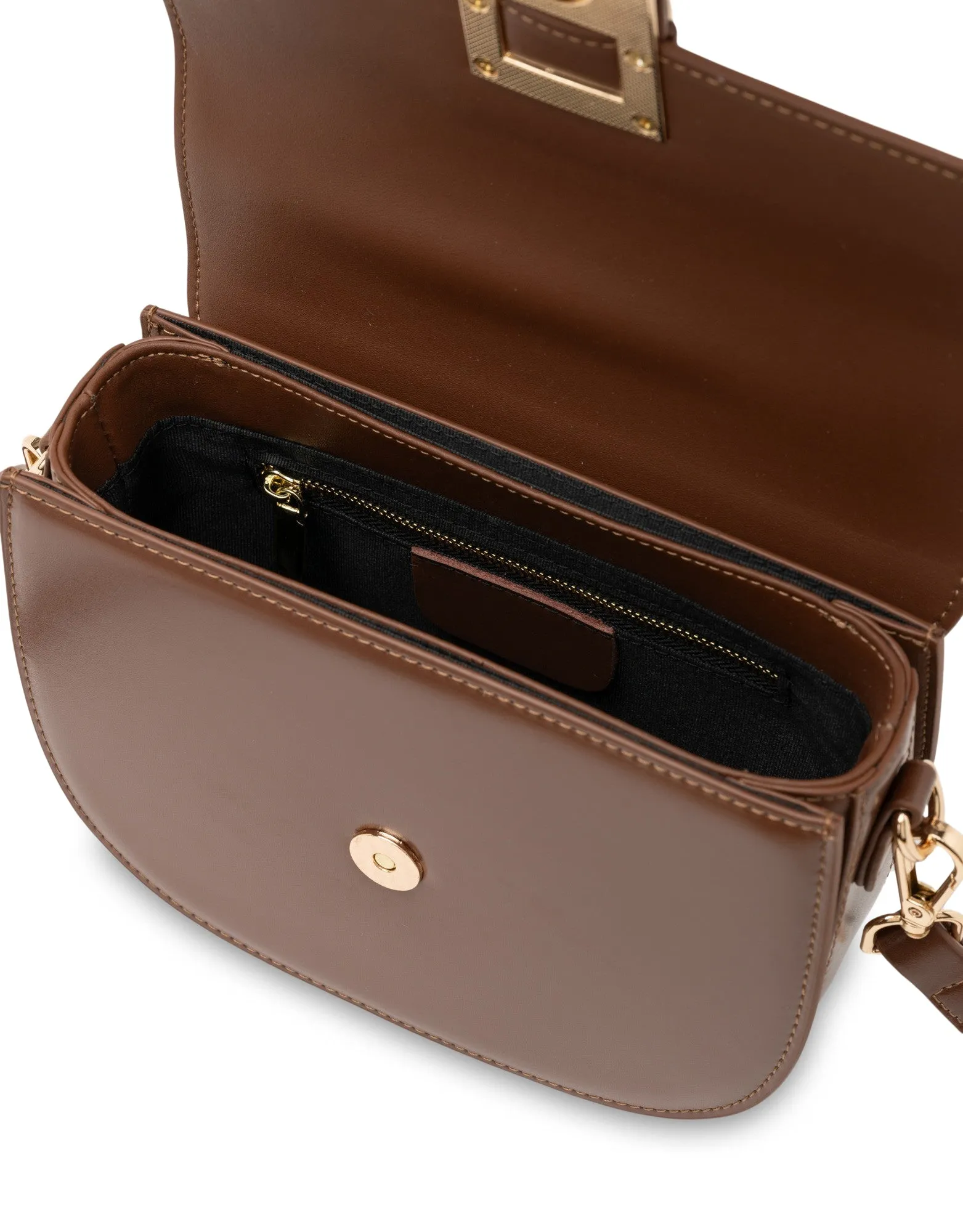 Mocha Victoria Leather Crossbody Bag- Chocolate