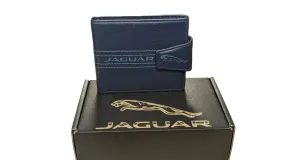 Navy Genuine Leather, Slim, Light, Jaguar inspired Wallet Swolit RFID Blocker Gift Boxed