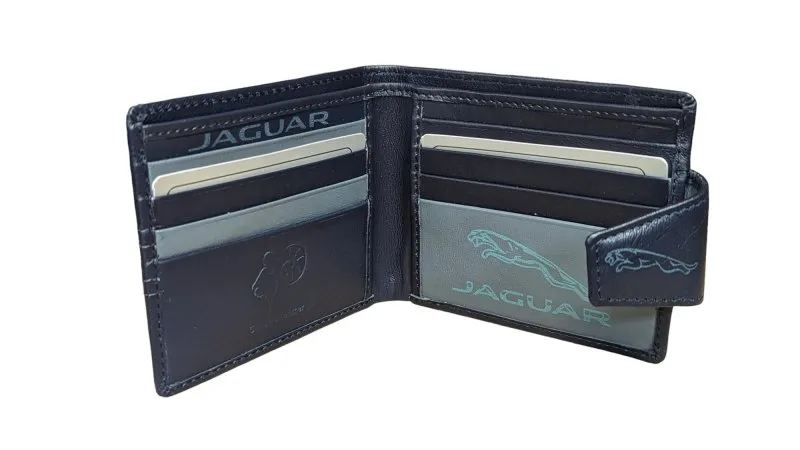 Navy Genuine Leather, Slim, Light, Jaguar inspired Wallet Swolit RFID Blocker Gift Boxed