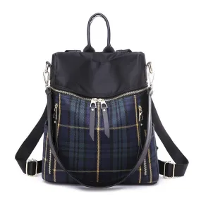 Nylon Plaid Waterproof Women's Backpacks