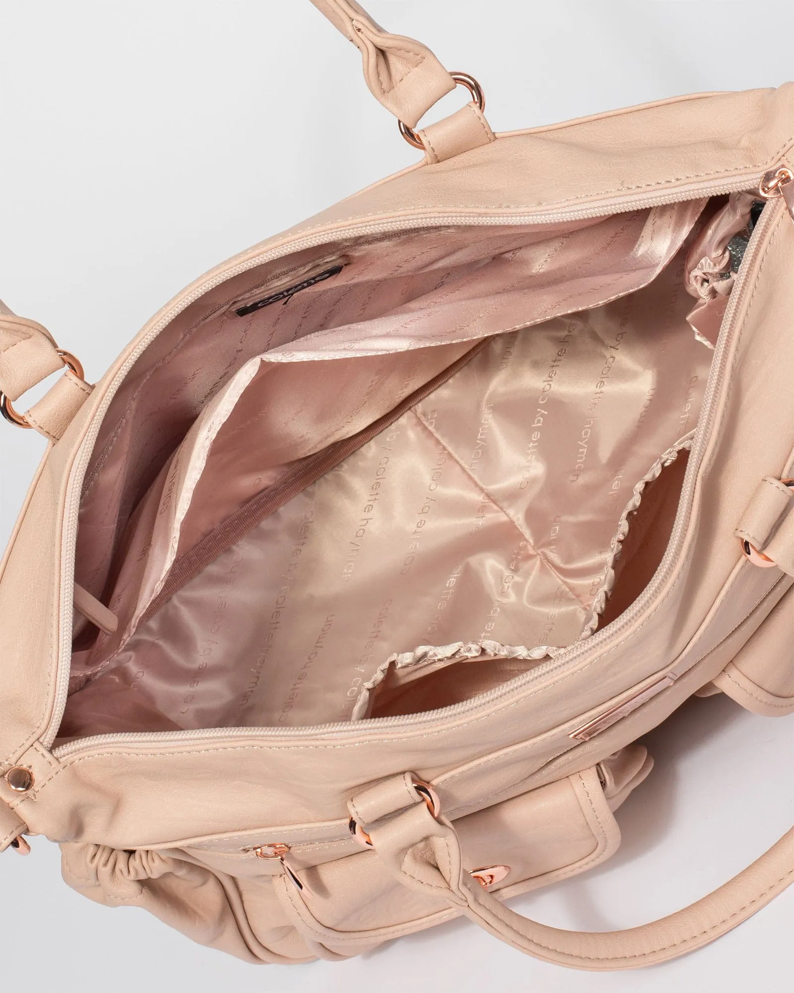 Pink Baby Travel Bag with rose gold hardware