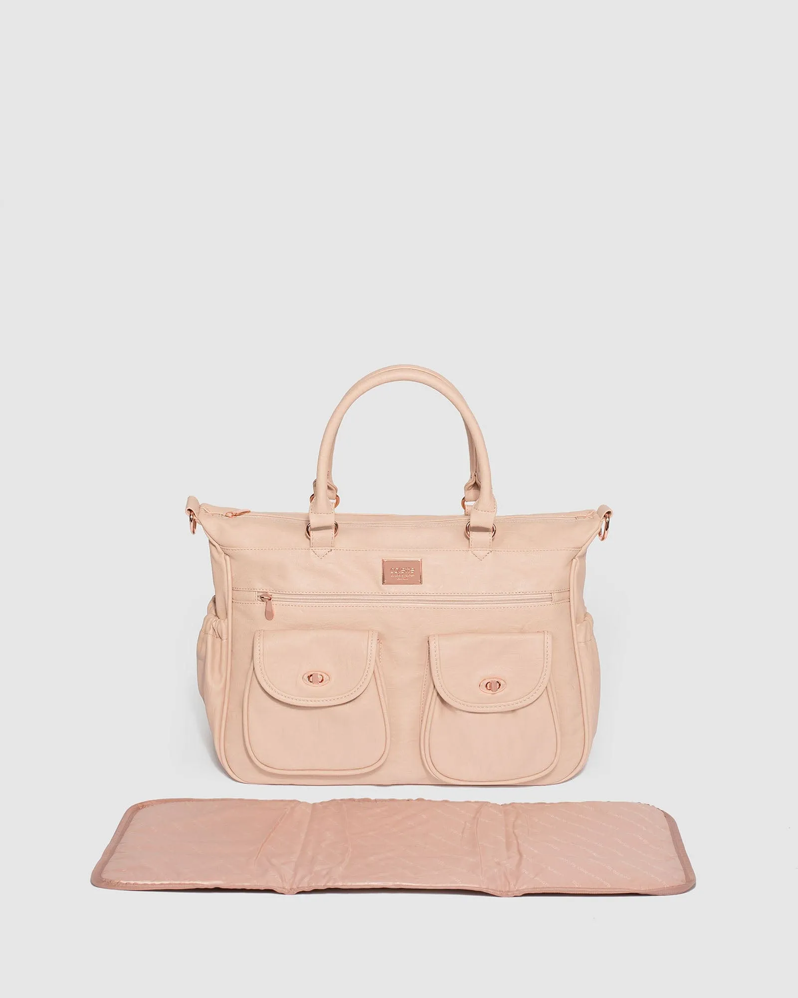 Pink Baby Travel Bag with rose gold hardware