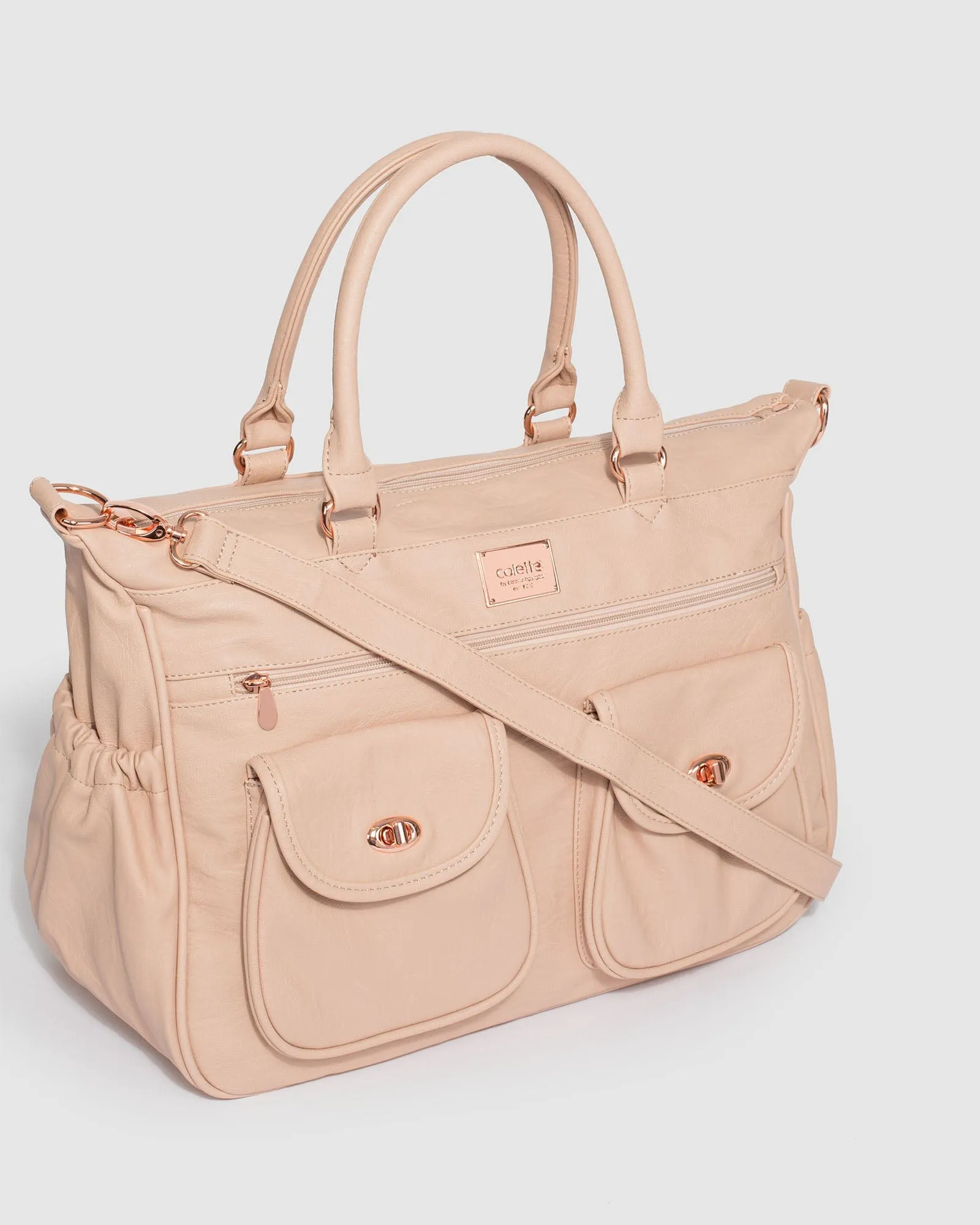 Pink Baby Travel Bag with rose gold hardware