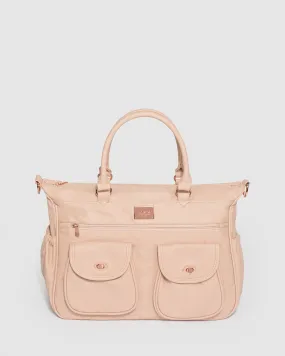 Pink Baby Travel Bag with rose gold hardware