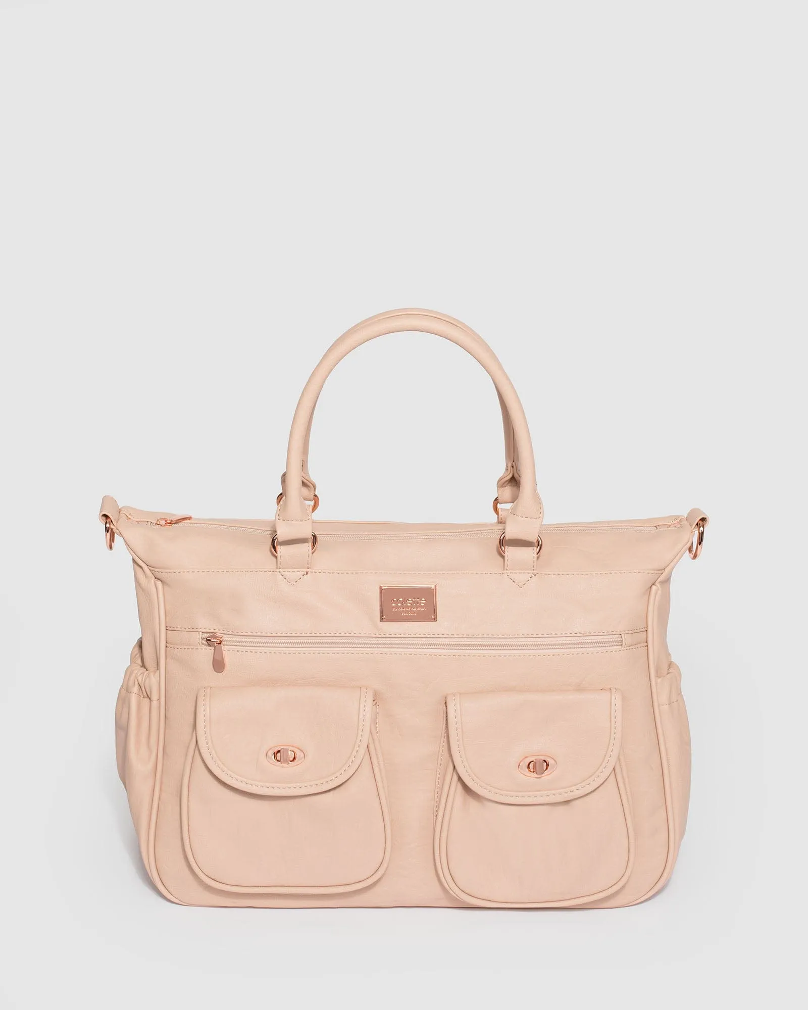 Pink Baby Travel Bag with rose gold hardware