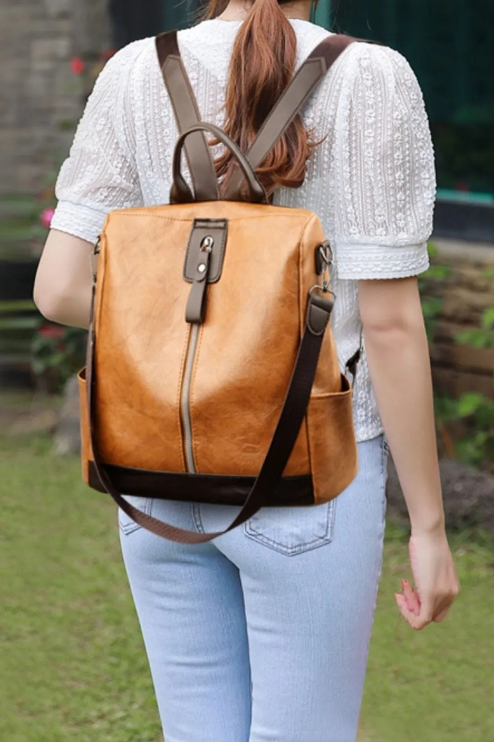 PU Leather Large Backpack Bag