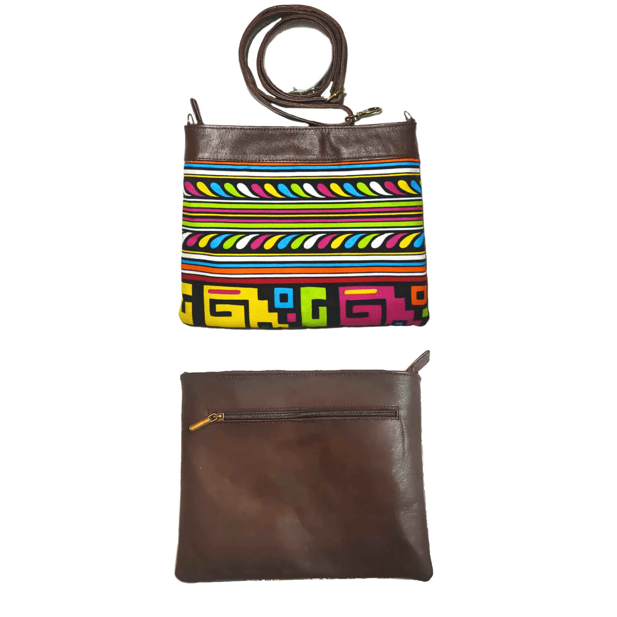 "Rainbow" Leather Duffle Bag With Matched Clutch