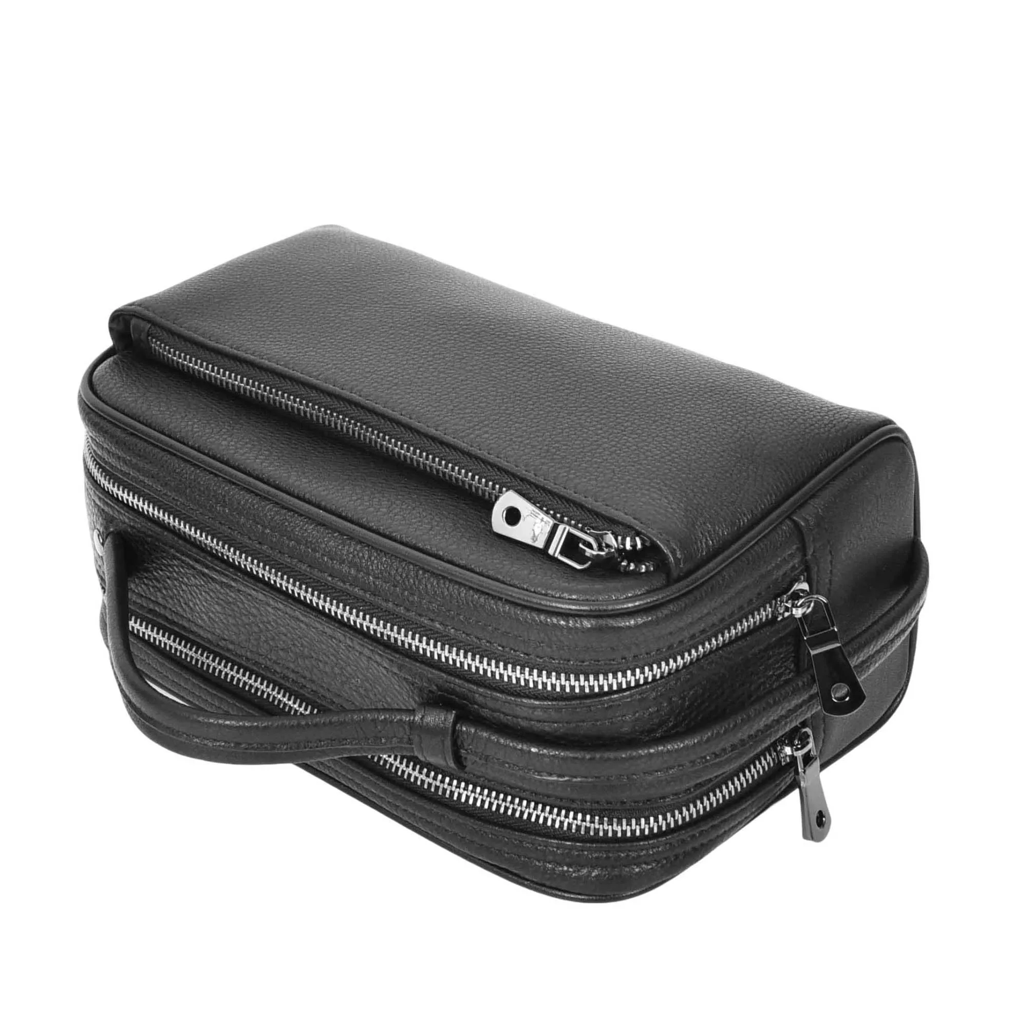 Real Leather Toiletry Wash Bag Alexander Black