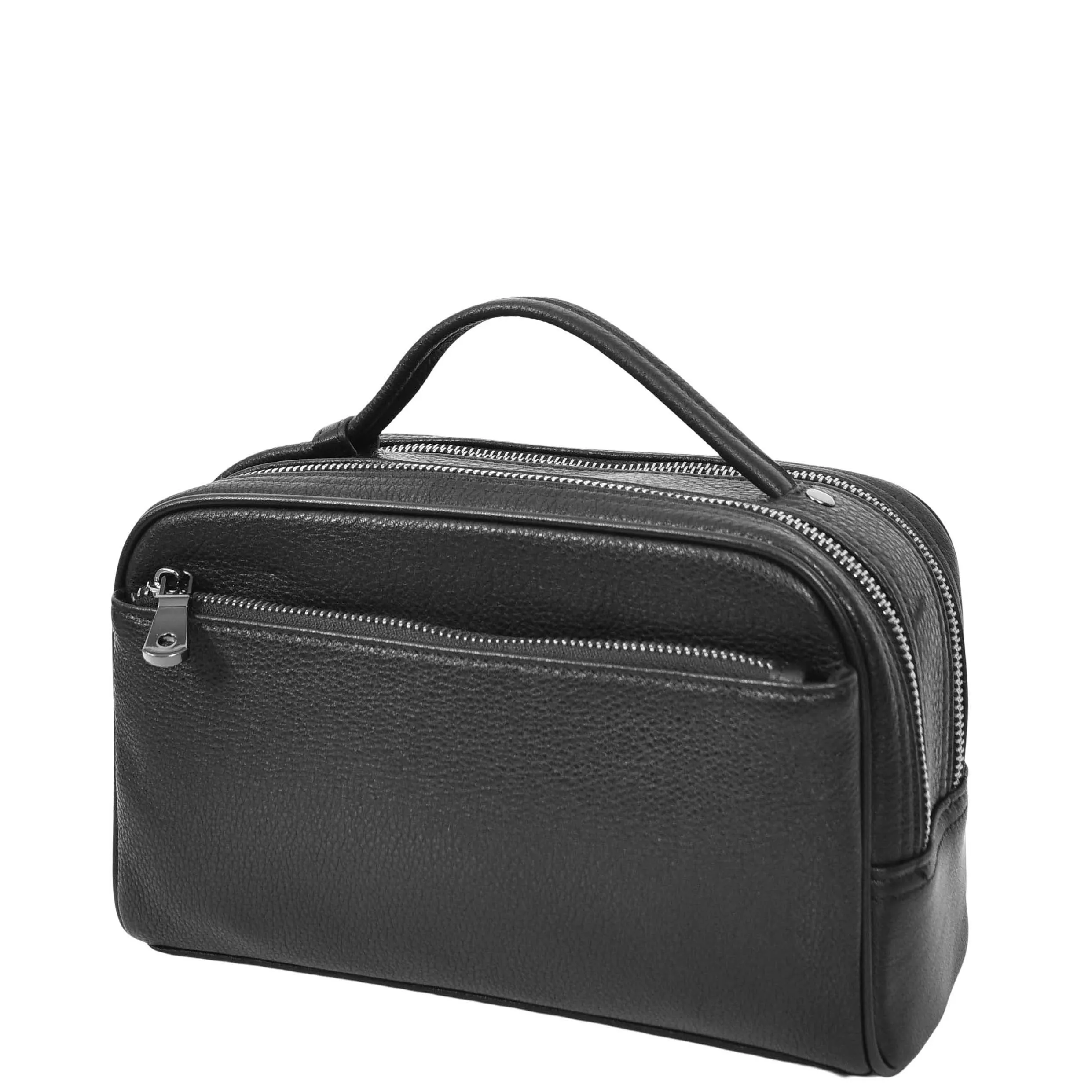 Real Leather Toiletry Wash Bag Alexander Black