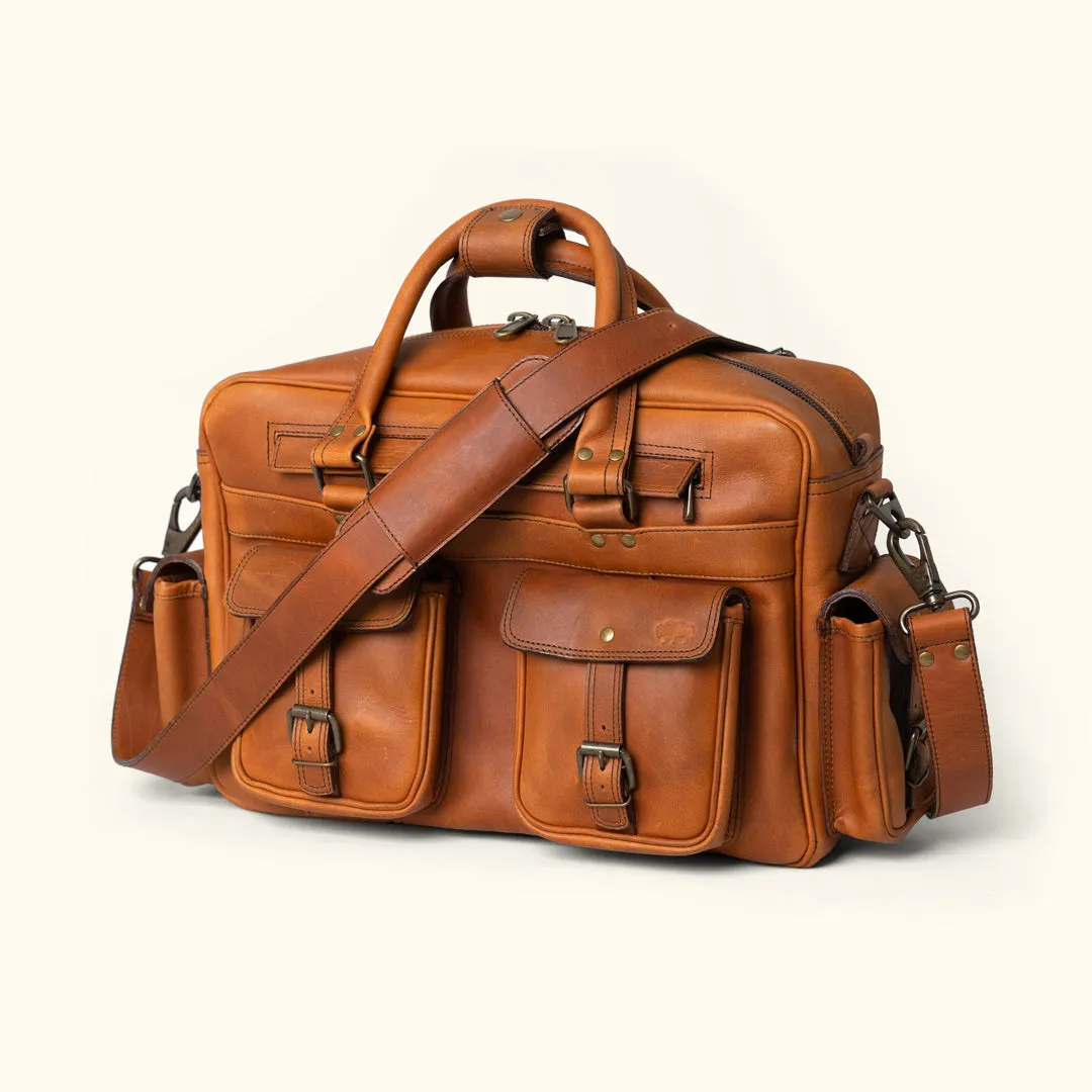 Roosevelt Buffalo Leather Pilot Bag | Amber Brown