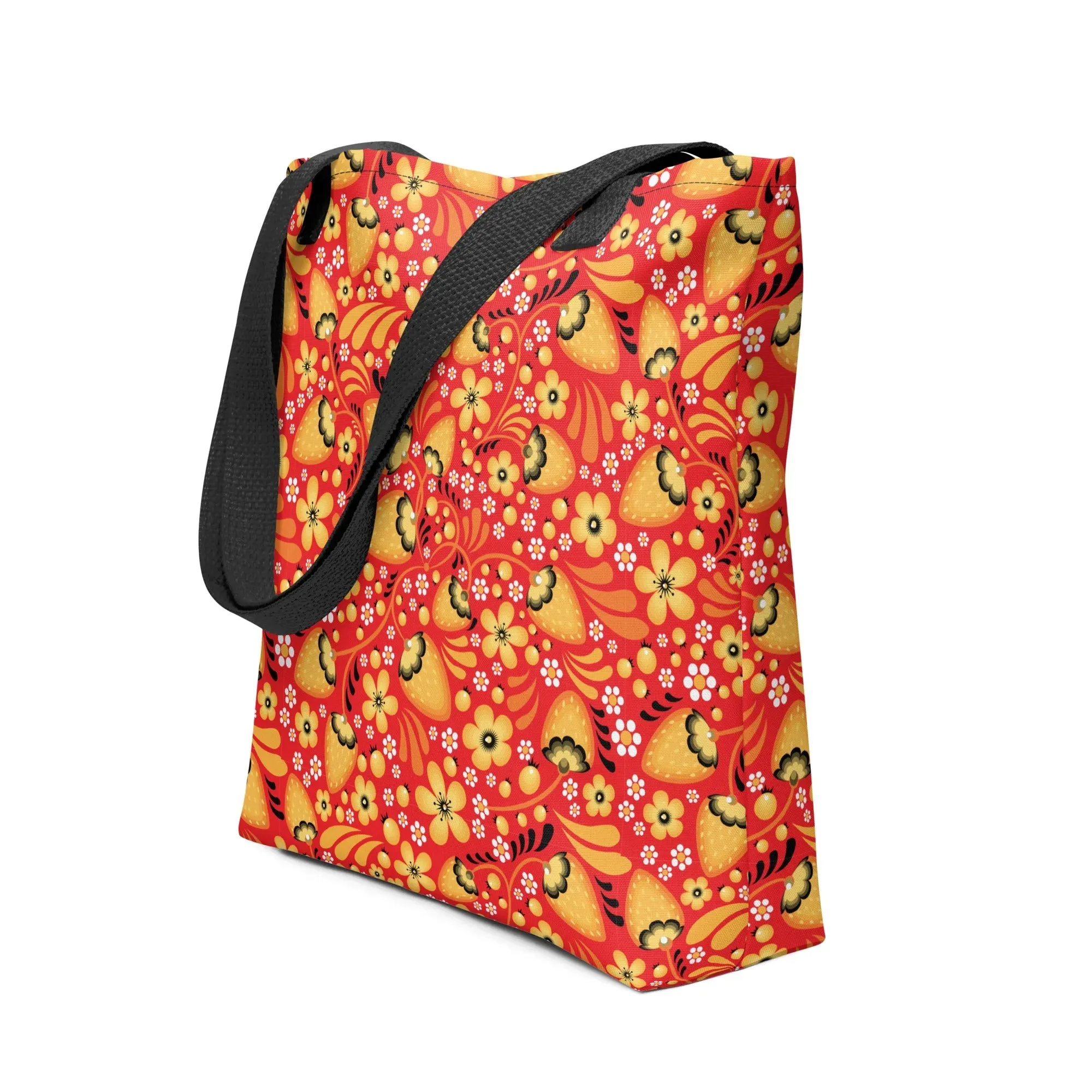 Russian Red Khokhloma Strawberry Tote Bag