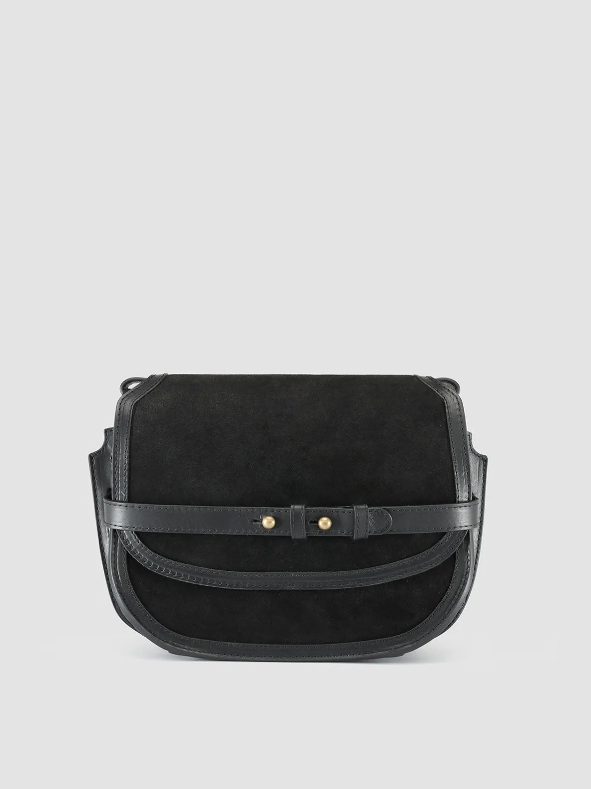 SADDLE 011 - Black Leather and Suede Crossbody Bag