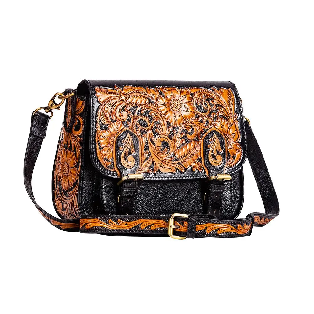 Scarlett Hand-Tooled Leather Small Crossbody Bag