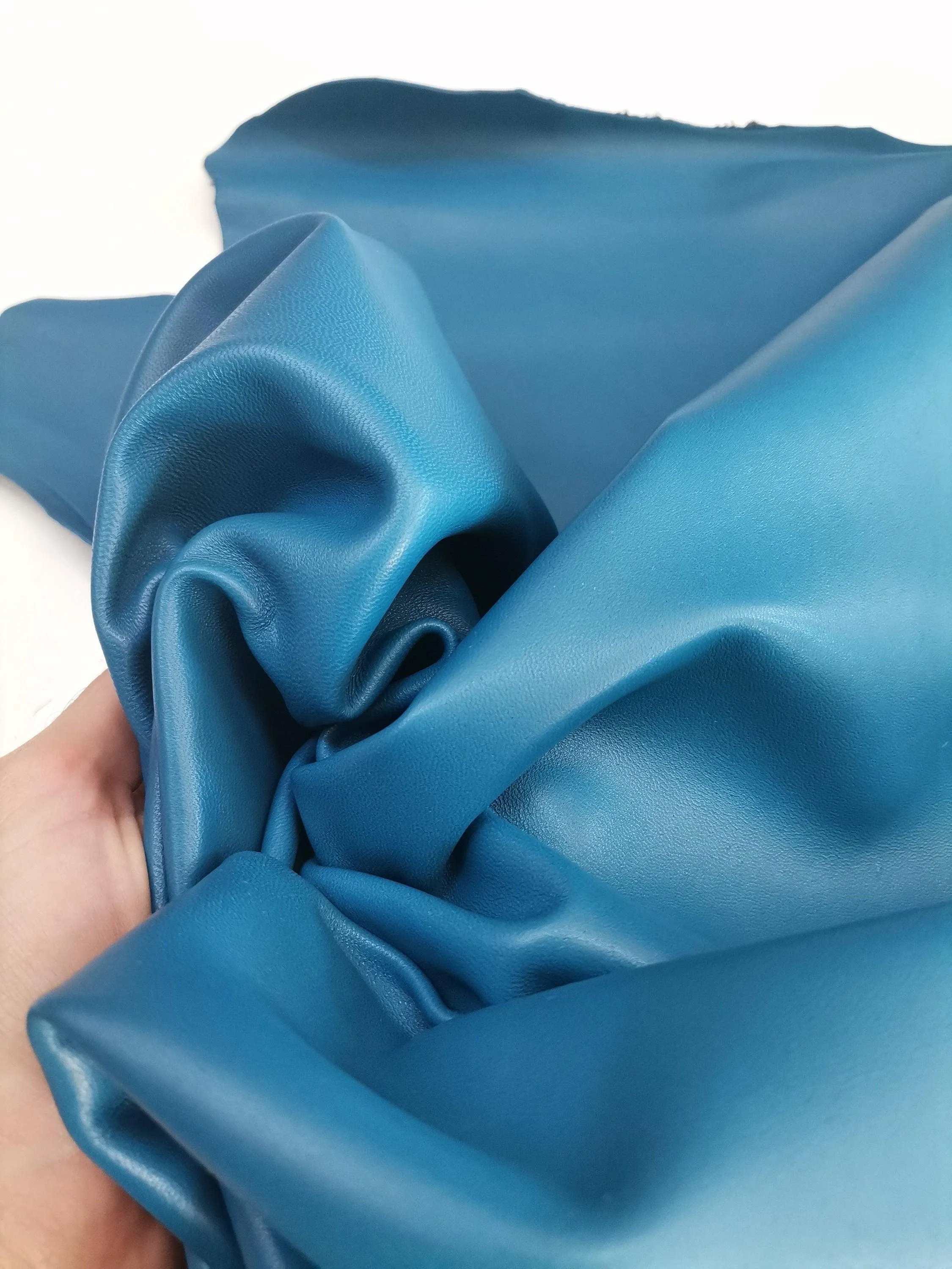 Sheep genuine leather, lambskin nappa leather hide for crafts col. blue, thick. 1,0mm (2 1/2oz)