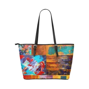 Shoulder Bag - Abstract Mixed Color Style Large Leather Tote Bag