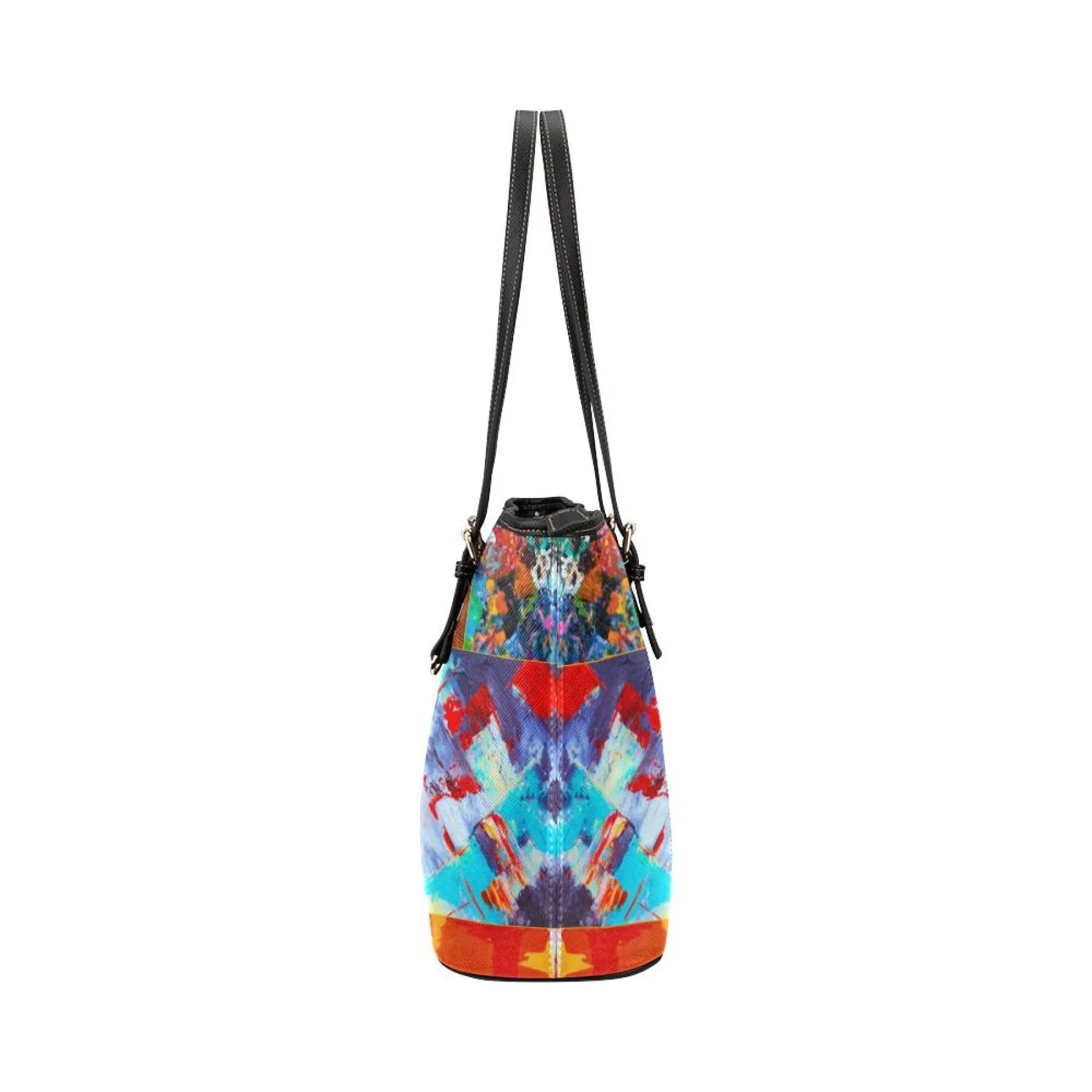 Shoulder Bag - Abstract Mixed Color Style Large Leather Tote Bag