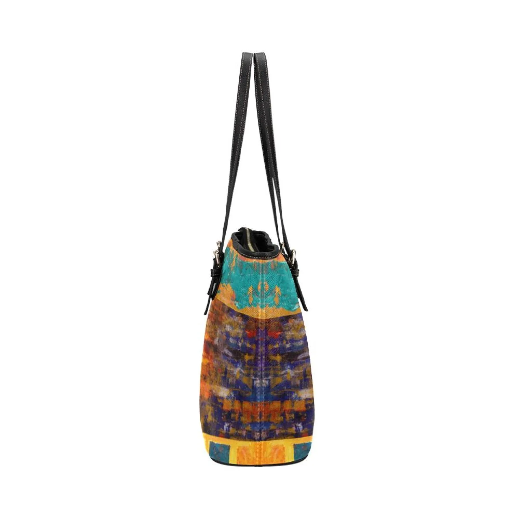 Shoulder Bag - Abstract Mixed Color Style Large Leather Tote Bag