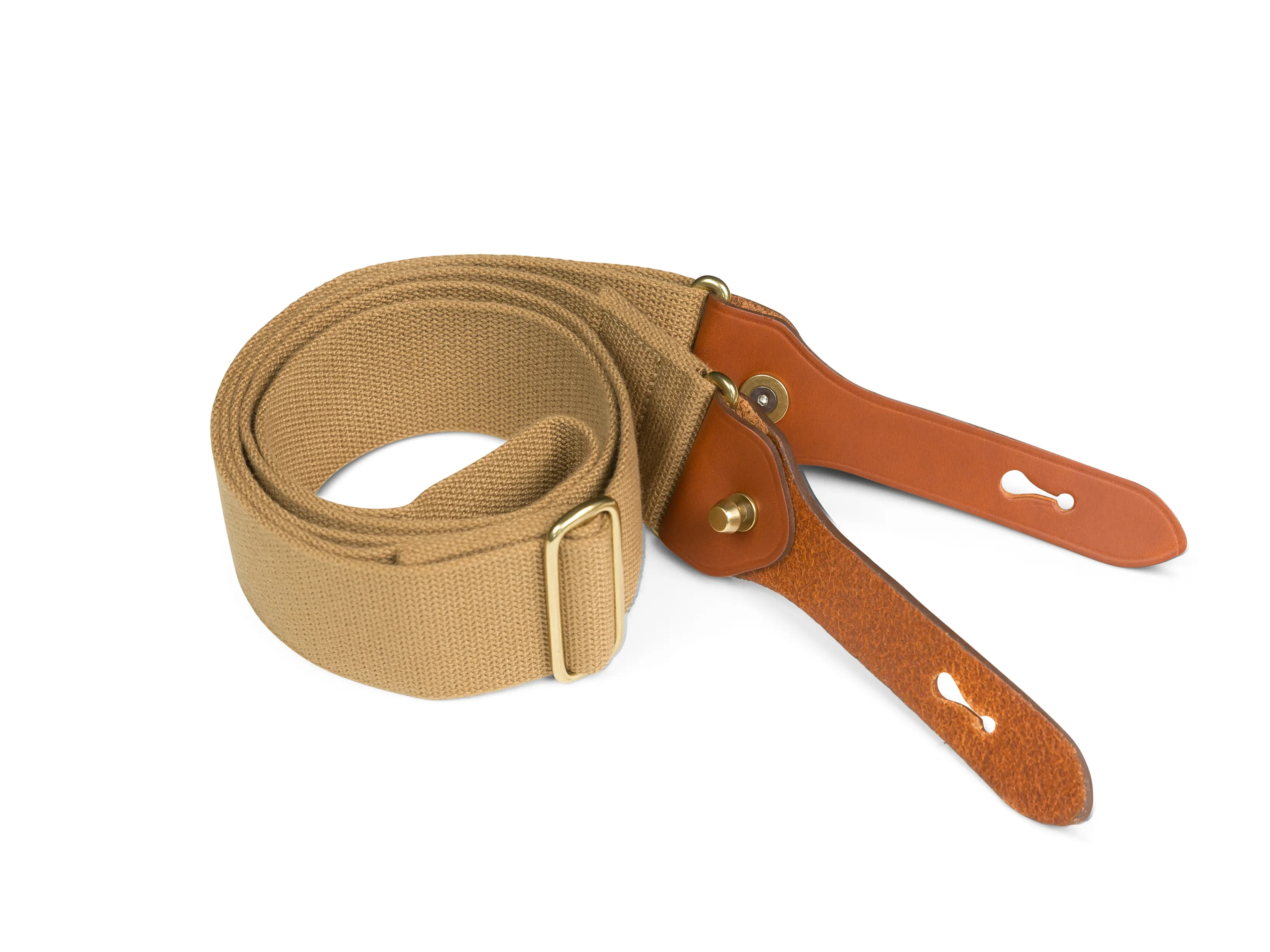 Shoulder Slings - H1 (Khaki Webbing / Tan Leather / Brass)