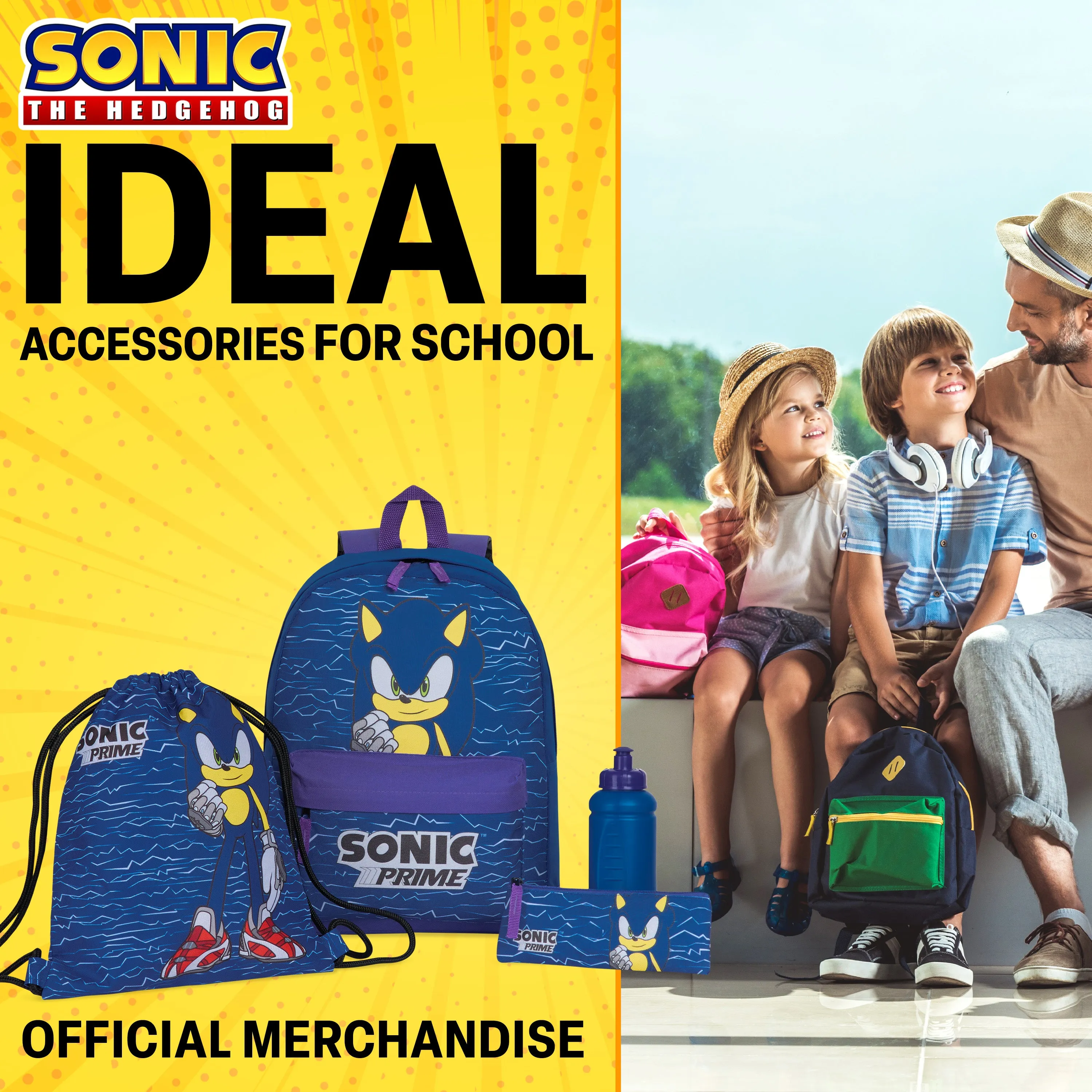 Sonic The Hedgehog School Bag Set, 4 Piece Set