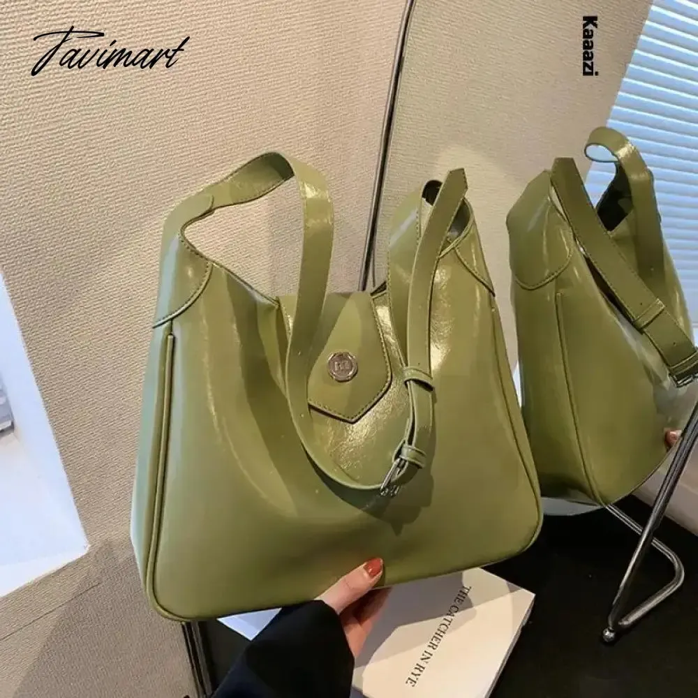 Tavimart New Green Simple Style Tote Shoulder Bags Luxury Designer Summer Fashion Crossbody Bags Large Capacity Handbag Classic Vintage