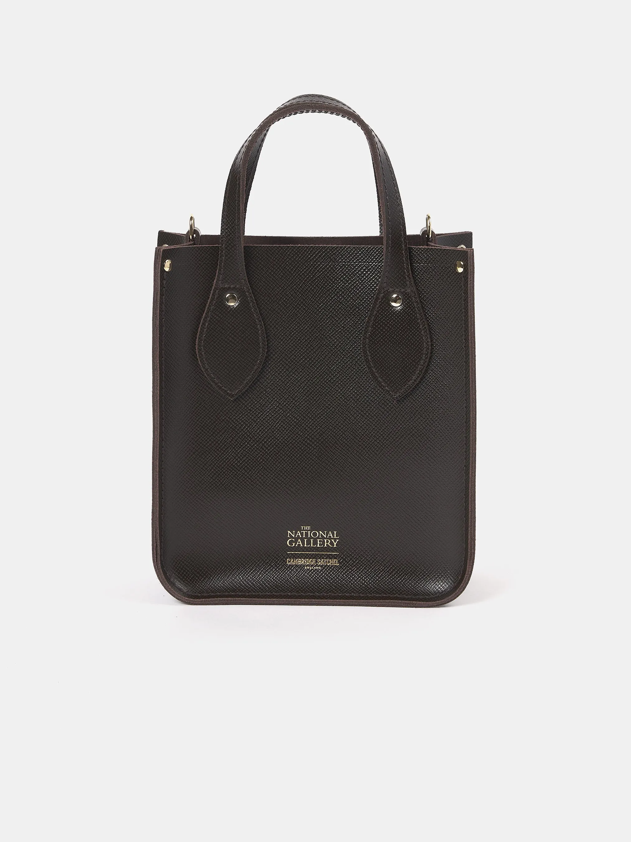 The Mini Tote - Dark Brown Saffiano with Whistlejacket