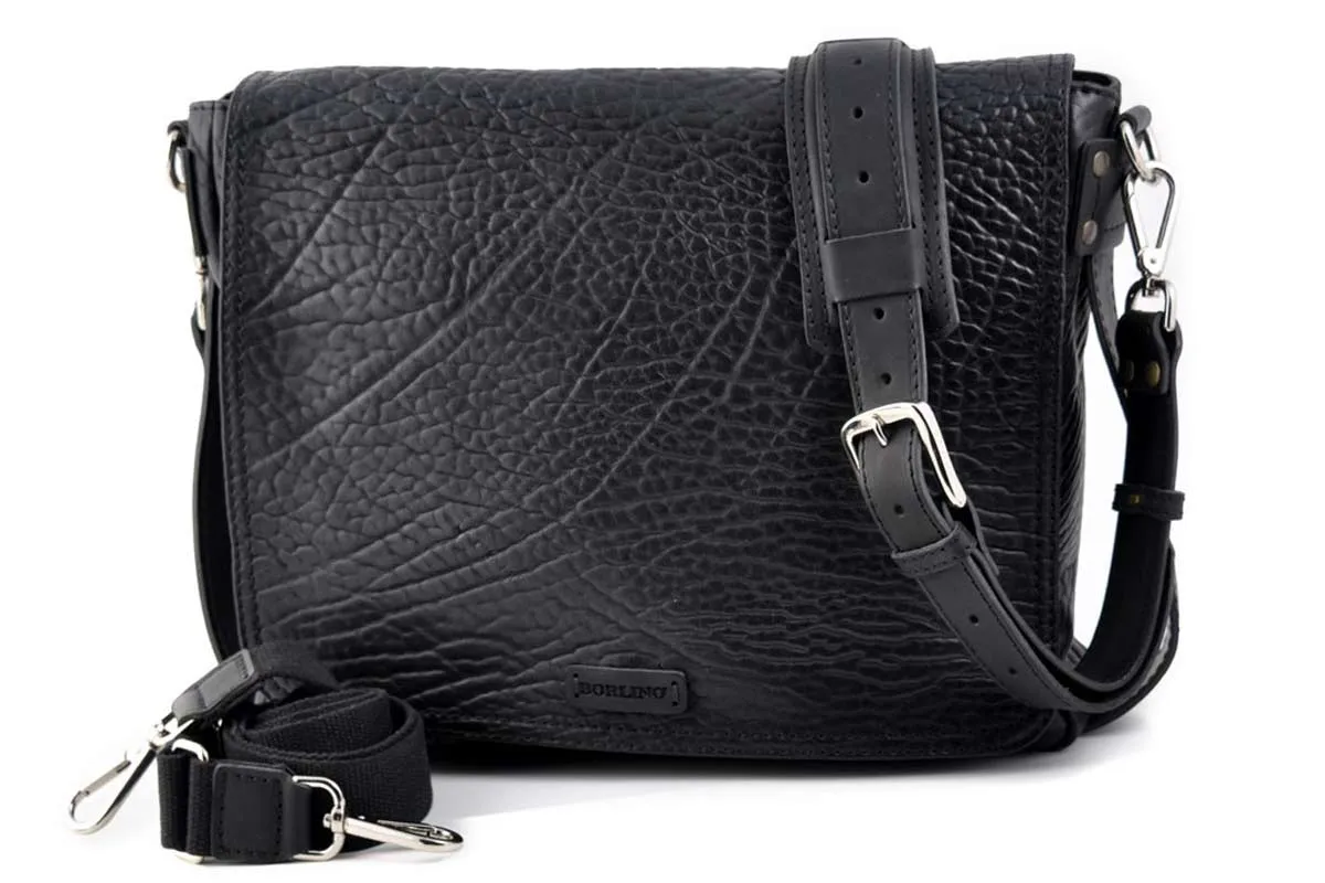 The Treviglio Buffalo Leather Messenger Bag - Onyx Black