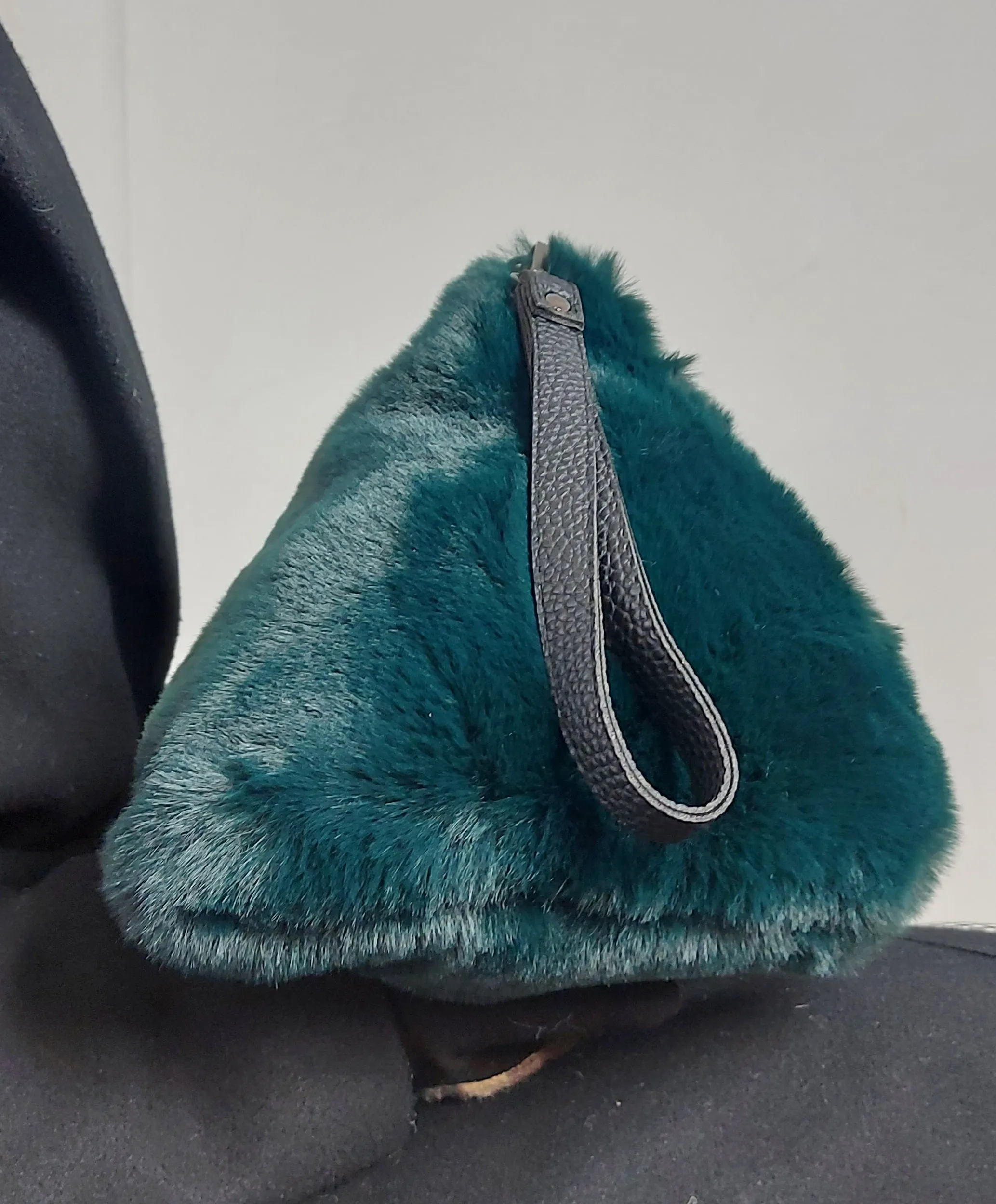 Triangular Emerald Green Faux Fur Bag Soft Fluffy Purse