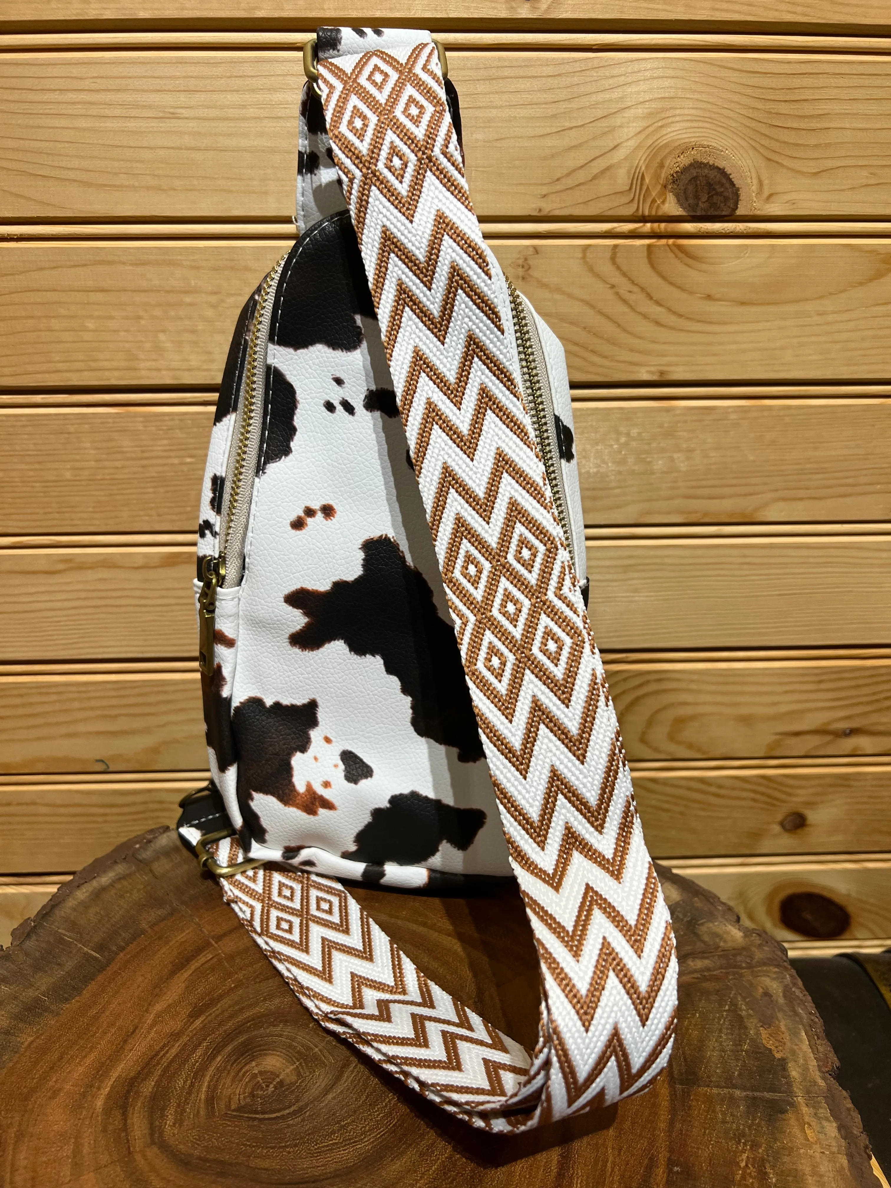 Vegan Leather Sling Bag - Cow